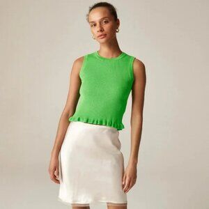 New With Tags JCREW Ruffle-Trim Shell Tank Top Premium Ultra-Fine Cotton Lime